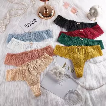 Женские стринги, нижнее белье, женское нижнее белье, стринги с Т-образным вырезом, сексуальные прозрачные кружевные трусики с низкой посадкой, нижнее белье для женщин S чёрный