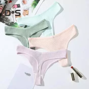 Женские стринги с низкой талией, бесшовные однотонные нитки, хорошая воздухопроницаемость, эластичные быстросохнущие спортивные повседневные трусы, женские трусы M светло-фиолетовый