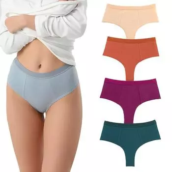 Женские стринги с высокой талией из гребенного хлопка, сексуальные трусы для женщин S