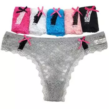 Женские стринги, сексуальные стринги с цветочным принтом, Т-образная спинка, бесшовное нижнее белье, кружевное нижнее белье, мягкие трусики, трусы, нижнее белье, 6 шт./лот M