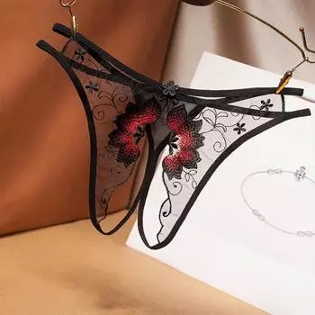 Женские стринги Taste Sexy Temptation, прозрачные сетчатые стринги с вышивкой, свободные трусы с низкой талией, стринги One Size