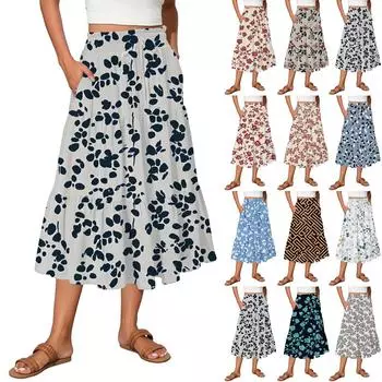 Женские струящиеся расклешенные юбки-макси с оборками и эластичным поясом, элегантные многослойные длинные юбки в стиле бохо L синий