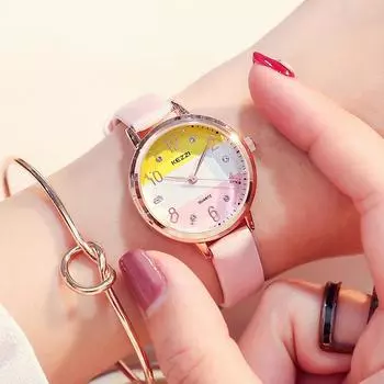 Женские студенческие часы, маленький циферблат, тонкий ремешок с бриллиантами, простые, свежие, студенческий стиль, женские часы, водонепроницаемая модель