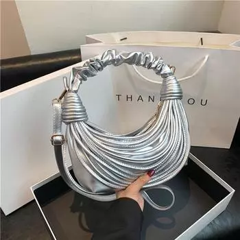 Женские сумки 2024 года, новые золотые роскошные дизайнерские брендовые сумки ручной работы с лапшой, завязанные веревкой, бродяги, серебряные вечерние клатчи, шикарный чёрный