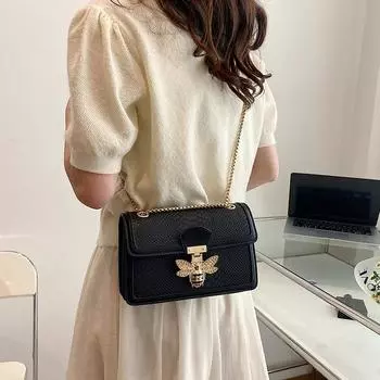 Женские сумки Bee в стиле ретро с рисунком аллигатора, сумки с клапаном, роскошные дизайнерские сумки на ремне, цепочка через плечо, маленькие квадратные сумки для девочек