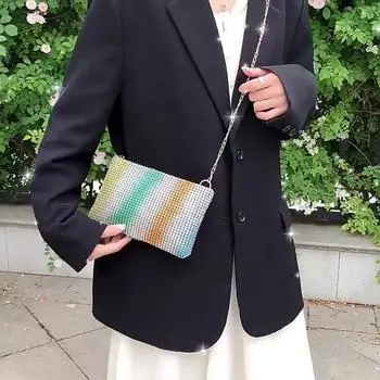 Женские сумки, блестящие женские сумки на плечо со стразами, маленькая сумка с цепочкой и ромбовидным дизайном, роскошная квадратная сумка через плечо, кошелек 22x3x14cm золотой