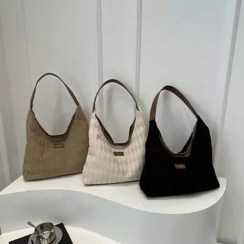 Женские сумки Большие сумки для поездок на работу Женские сумки-тоуты с ромбом через плечо Простые сумки большой вместимости для поездок на работу Сумки подмышки хаки