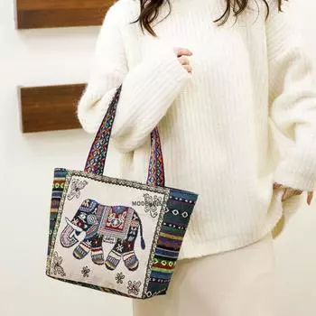 Женские сумки через плечо, большая вместимость, холщовая сумка-тоут, сумка-слон, кролик, принт в виде животного, сумки для хранения, большие сумки для девочек, дорожная сумка Small(21x8x20cm)