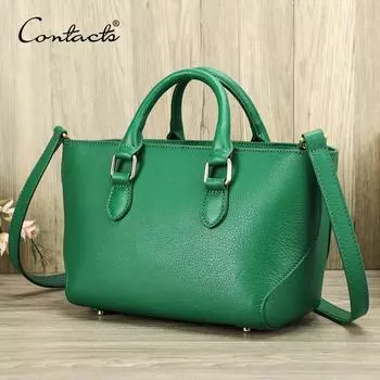 Женские сумки через плечо CONTACT S из натуральной кожи, роскошные дизайнерские сумки-тоут, сумки через плечо, 2024, женские брендовые сумки зелёный