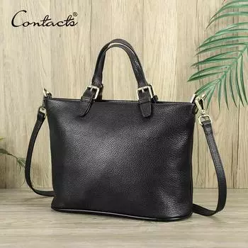 Женские сумки через плечо CONTACT S из натуральной кожи, высококачественные сумки-тоут, сумки через плечо, женские сумки, сумки чёрный