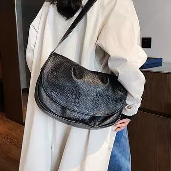 Женские сумки через плечо из искусственной кожи в стиле ретро, однотонная сумка на плечо, женские сумки и кошельки, тренды 2024 года, зимние сумки-мессенджеры коричневый