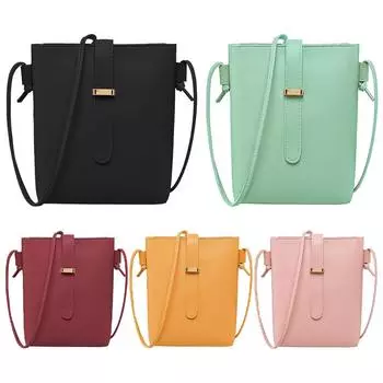 Женские сумки через плечо из искусственной кожи, модная сумка для мобильного телефона, повседневная, простая, элегантная, с регулируемым ремешком, однотонная женская сумка чёрный