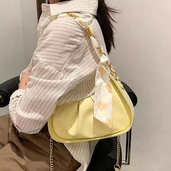 Женские сумки через плечо из искусственной кожи, новые модные однотонные сумки под мышками для женщин, повседневные женские сумки на цепочке