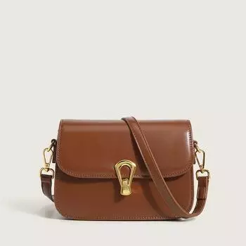 Женские сумки через плечо, кожаные квадратные сумки, модная универсальная сумка с металлической застежкой-защелкой для женщин (20cm<Max Length<30cm) коричневый