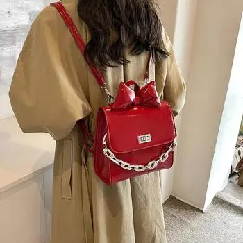 Женские сумки через плечо, новые модные женские сумки из искусственной кожи с бантом, высококачественные мини-пряжки, дизайнерские роскошные рюкзаки