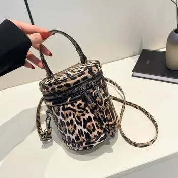 Женские сумки через плечо с леопардовым принтом в стиле ретро, модная сумка-ведро, сумка через плечо для женщин, дизайнерская сумка, кошелек и сумки one size чёрный