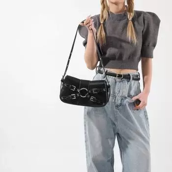 Женские сумки через плечо с внутренним отделением, мотоциклетная сумка из искусственной кожи, украшение на пояс, модный внутренний карман на молнии, новый