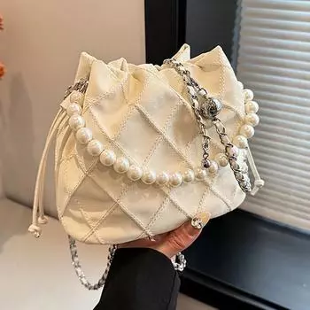 Женские сумки через плечо Сумка-ведро с жемчужной цепочкой Женская универсальная модная сумка через плечо для женщин Дизайнерские сумки Кошелек и сумки one size
