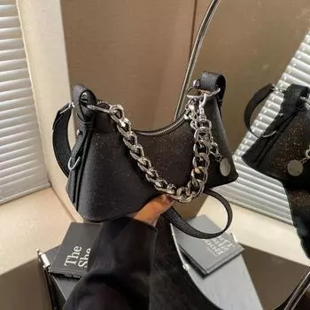 Женские сумки через плечо в форме полумесяца с внутренними отделениями, сумки из полиуретана на молнии с контрастными цветами