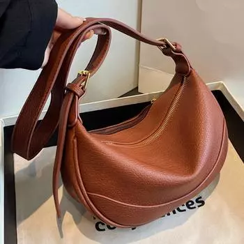 Женские сумки через плечо в форме полумесяца из искусственной кожи, простая однотонная повседневная уличная поясная сумка, женские роскошные кошельки-бродяги чёрный