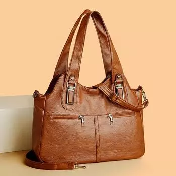 Женские сумки через плечо в стиле ретро большой вместимости — модные и универсальные, подходят для европейского и американского стилей. озеро синий