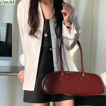 Женские сумки для боулинга в стиле ретро, универсальная сумка из искусственной кожи, брендовая дизайнерская сумка на плечо для женщин, высококачественная однотонная квадратная сумка-клатч