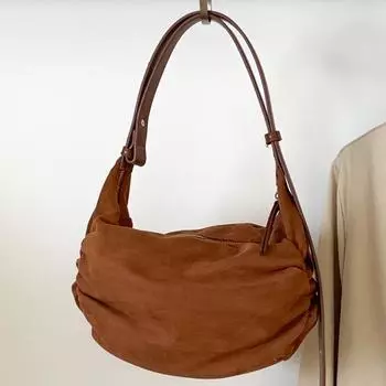 Женские сумки-хобо из искусственной замши, дизайнерские роскошные сумки и сумки, новые модные простые сумки-молнии со складками через плечо