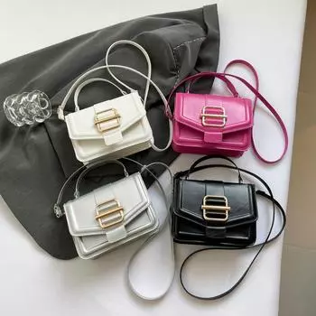 Женские сумки из искусственной кожи, роскошная дизайнерская женская сумка через плечо, новая модная сумка цвета конфет, маленькая квадратная сумка-мессенджер 19x6x13.5cm чёрный