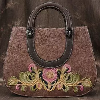 Женские сумки Johnature из натуральной кожи в стиле ретро, высокое качество, повседневная сумка-тоут, сумки ручной работы с тиснением на плечо и через плечо