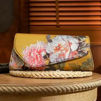 Женские сумки-клатчи Johnature, античная сумка Cheongsam, универсальные винтажные женские сумки на плечо с цветочным принтом жёлтый