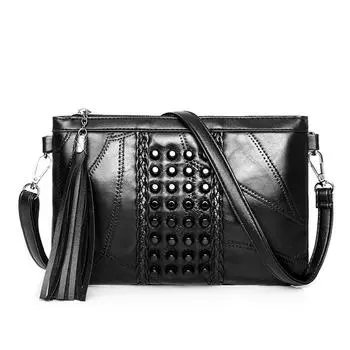 Женские сумки-мессенджеры из натуральной кожи, клатч с заклепками, женская сумка на плечо, дизайнерские сумки, сумка через плечо с кисточками для девочек