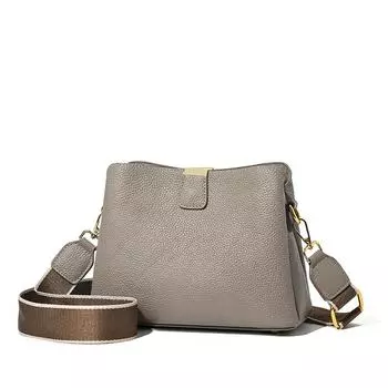 Женские сумки — модные, стильные и простые, сумки-мессенджеры через плечо, сумки-ведра из коровьей кожи. серый