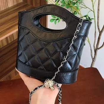 Женские сумки Модные сумки из искусственной кожи с цепочкой на одно плечо Осень-зима Женская универсальная текстурированная дорожная сумка через плечо (20cm<Max Length<30cm)