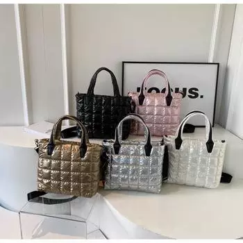 Женские сумки Модные трендовые сумки Большие клетчатые сумки через плечо Ретро-сумки Диагональные сумки 31x10x24cm золотой