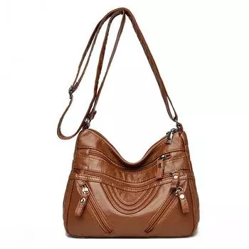 Женские сумки на одно плечо Oblique Span и модные мягкие кожаные сумки через плечо Универсальные Oblique Span Двухслойные Большой емкости фиолетовый