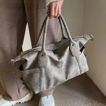 Женские сумки на плечо из искусственной кожи в стиле ретро, 2024, корейская модная сумка с большой подмышкой, женская сумка через плечо, сумки хаки