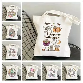 Женские сумки на плечо с изображением животных из мультфильмов, женская сумка-тоут, портативная сумка для покупок, холщовые сумки для девочек, кошелек многоразового использования 35x40cm