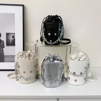 Женские сумки на распродаже, высококачественные однотонные универсальные сумки на ремне с цепочками из искусственной кожи и шнурком