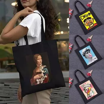 Женские сумки на ремне, повседневная складная сумка для покупок, большая емкость, холщовая сумка для девочек 24*26cm