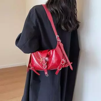 Женские сумки Осенняя мода Simplicity Advanced Sense сумка через плечо Solid Versatile Handbag 26 x 14 x 10 cm чёрный