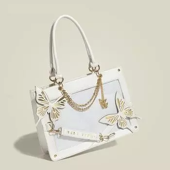 Женские сумки Ручные сумки Модные сумки через плечо Новая сумка-тоут с изображением бабочки и аниме-значком для девочек Трендовые сумки для отдыха Универсальные сумки через плечо