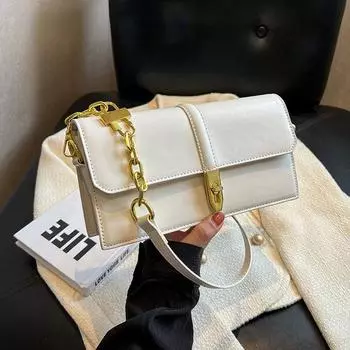 Женские сумки с клапаном подмышками, новинка 2024 года, трендовая дизайнерская классическая сумка через плечо, женские сумки и кошельки с цепочкой, маленькие коричневый