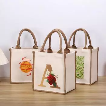 Женские сумки с напечатанными надписями Женская сумка-тоут Хозяйственная сумка Ланч-бокс Упаковка для покупок Холщовая сумка-тоут Подарочная сумка