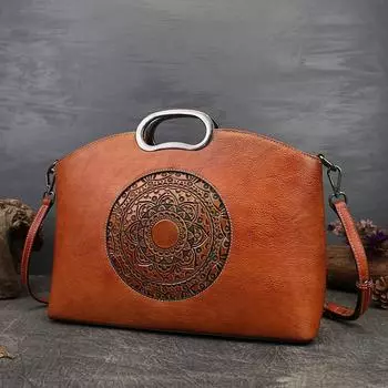 Женские сумки с тотемным тиснением, винтажные дизайнерские сумки на плечо из натуральной кожи, брендовая модная сумка через плечо 36*26*9cm красный