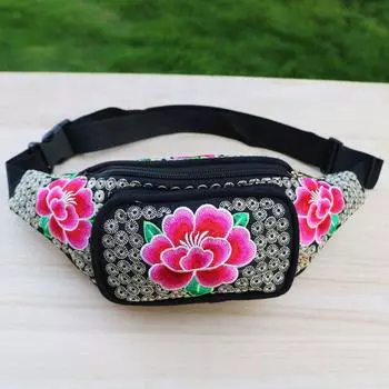 Женские сумки с вышивкой, новые поясные сумки, женские сумки в богемном стиле, повседневная широкополосная сумка через плечо, модная женская поясная сумка Red Peony