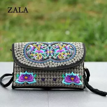 Женские сумки с вышивкой в этническом стиле, женская сумка через плечо с цветочной вышивкой, национальные холщовые сумки на плечо для женщин 21x4x14cm красный