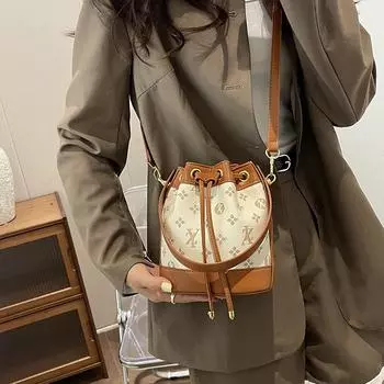 Женские сумки с высококачественной текстурой, модные сумки-ведра нового стиля, модные сумки на одно плечо с принтом