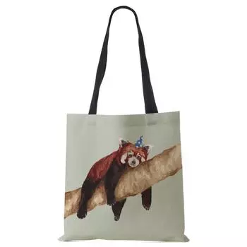 Женские сумки с животным принтом, льняные сумки с принтом, повседневные дорожные пляжные подарочные пакеты