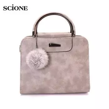 Женские сумки SCIONE Меховые сумки с шариками можно перекинуть через одно плечо 22cm*10cm*17cm чёрный