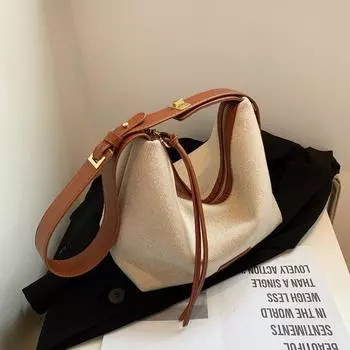 Женские сумки Сумки на плечо Сумки-ведра большой вместимости Холщовые сумки на плечо хаки